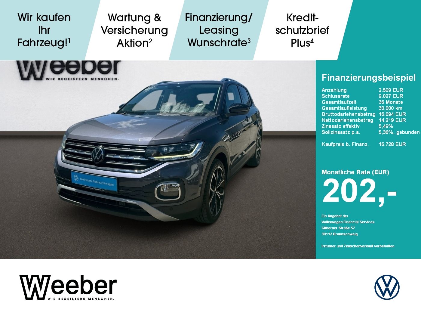 VW T-Cross Style *APP CONNECT*NAVI*ACC*SHZ*LED*18 L