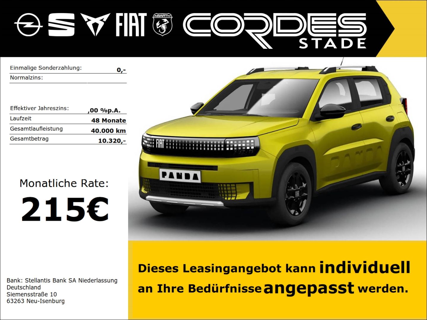 Fiat Grande Panda Elektro ICON Digitales Cockpit LED 