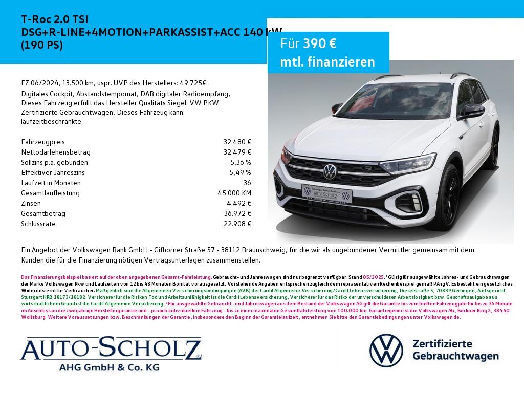 Volkswagen T-Roc 2.0 TSI DSG+R-LINE+4MOTION+PARKASSIST+ACC