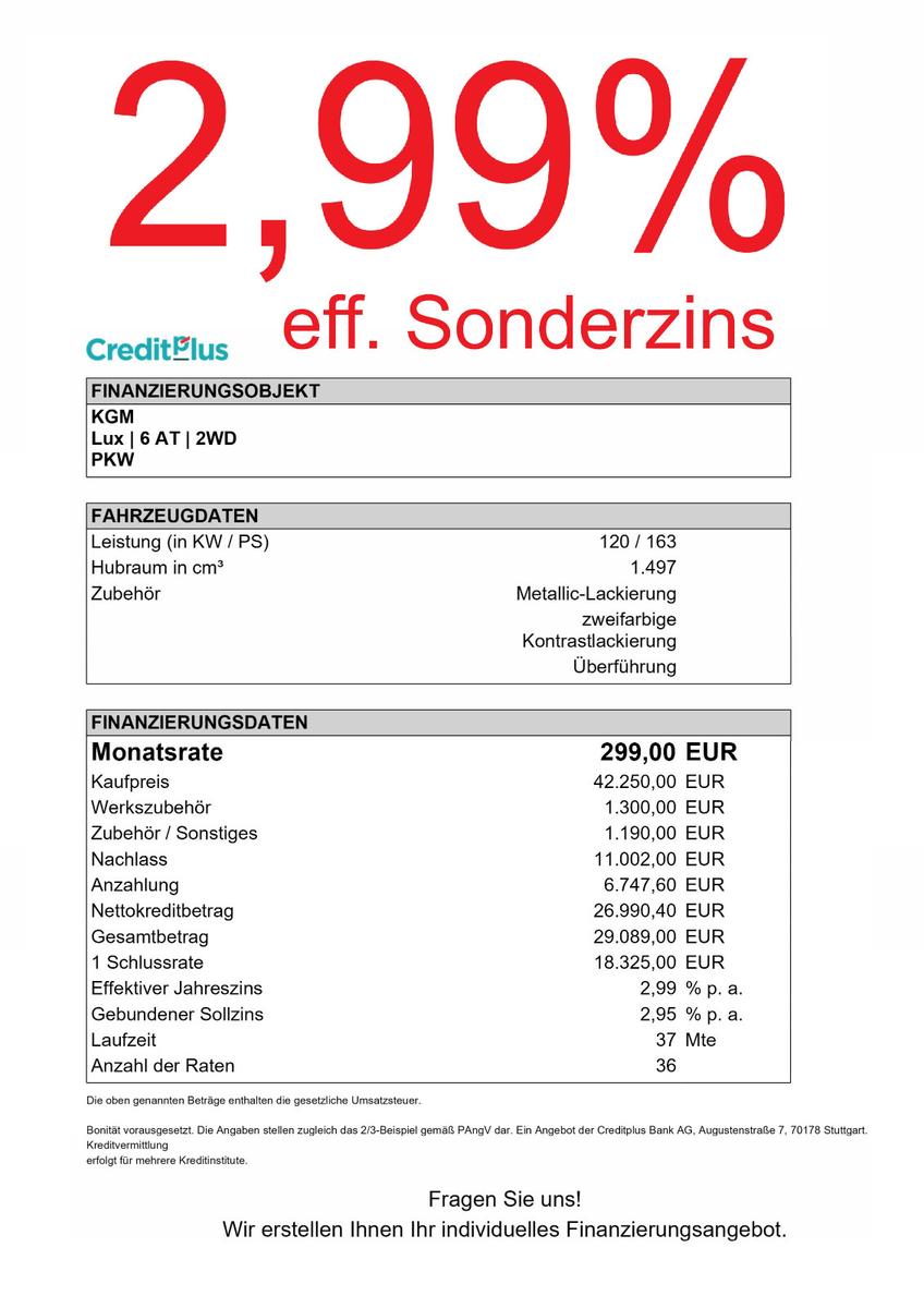 KGM Actyon Lux*2Ton-Lackierung*2,99% Sonder-Zins!!!