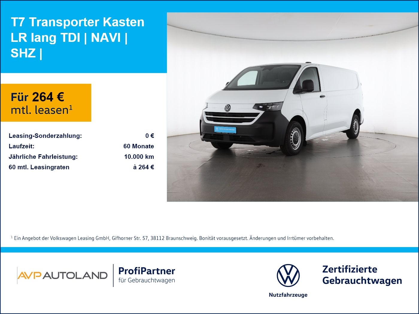 Volkswagen T7 Transporter Kasten LR lang TDI | NAVI | SHZ |