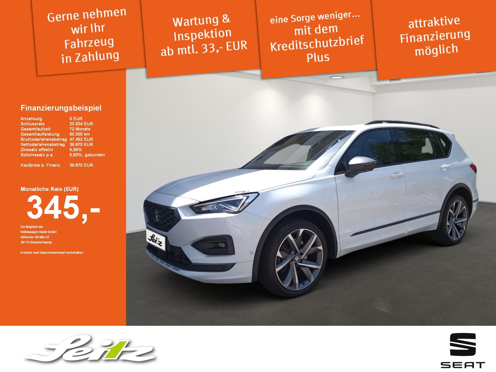 SEAT Tarraco FR 2.0 TSI DSG FR 4Drive Navi. Rückfahrk