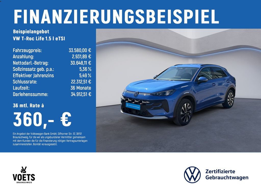 T-Roc Life 1.5 l eTSI KEYLESS+PARKASSIST+NAVI