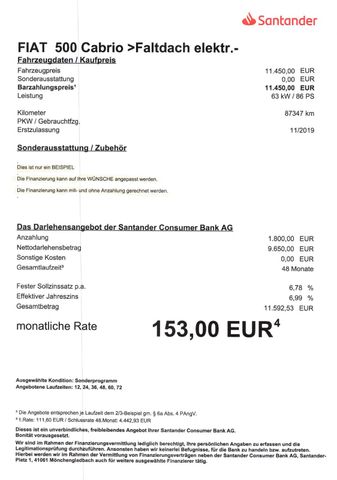 Fahrzeugabbildung Fiat 500 Cabrio 0.9 TwinAir RockStar S&S
