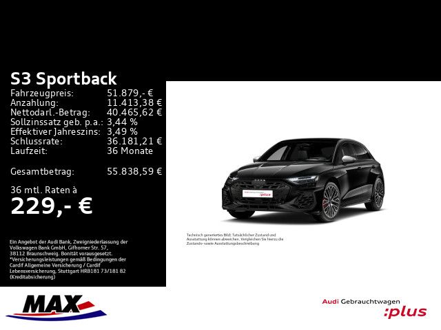 S3 Sportback TFSI SONOS+MATRIX+PANO+360°+HUD+