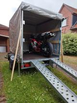 Stema Tieflader 850kg gebremst, Quad-Rampen, Hochplane - Stema Motorradanhänger