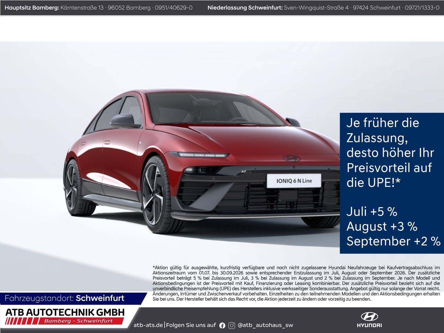 Fahrzeugabbildung Hyundai IONIQ 6 84kWh 229PS N-Line Navi LED ACC El. Heck