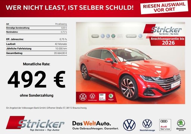 Ein Volkswagen Arteon der zum Leasing angeboten wird.