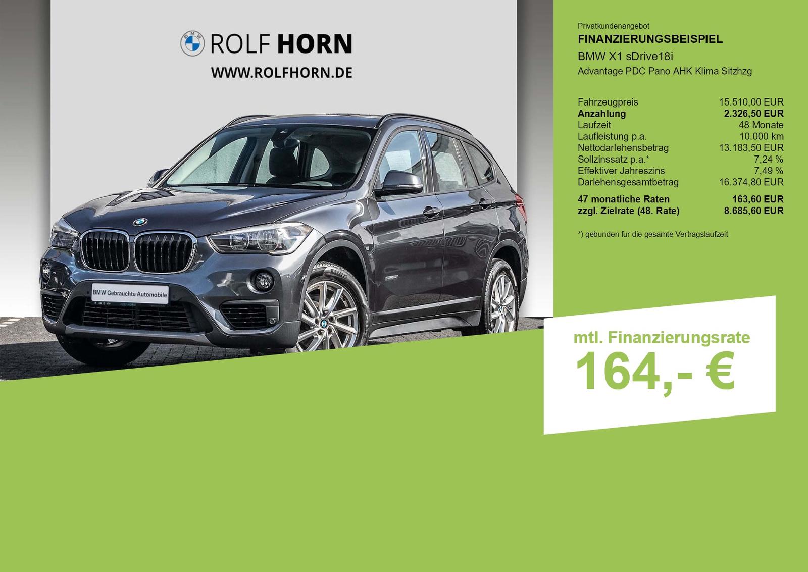 BMW X1 sDrive18i Advantage PDC Pano AHK Klima Sitzhz