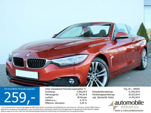 BMW 420d Cabrio Sport Line LED Navi HuD Kamera Alarm