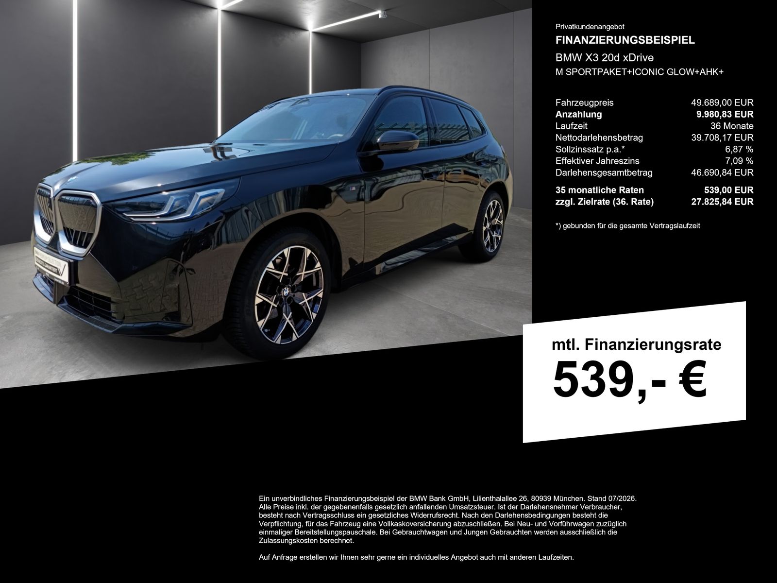 BMW X3 20d xDrive M SPORTPAKET+ICONIC GLOW+AHK+ imagem 2