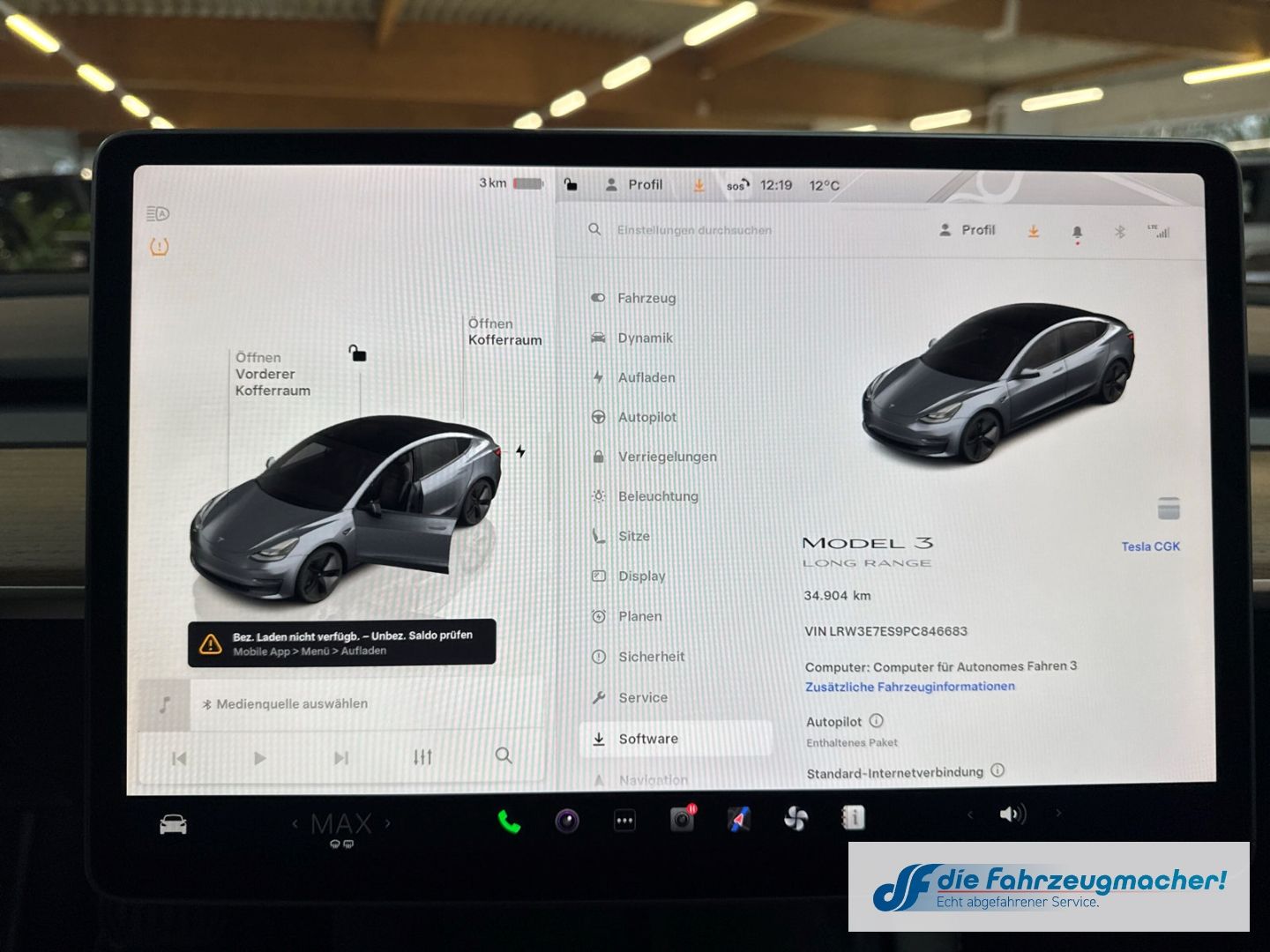 Fahrzeugabbildung Tesla Model 3 Long Range RWD Soundsystem ACC El. Heckk
