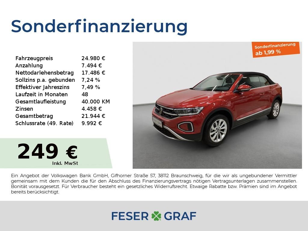 Volkswagen T-Roc Cabrio Style 1.0TSI 81 kW 6-Gang ACC LED