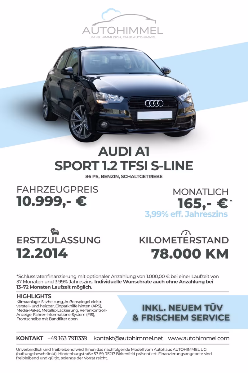 Audi A1 Sportback 1.2 TFSI S-Line Navi PDC Klima