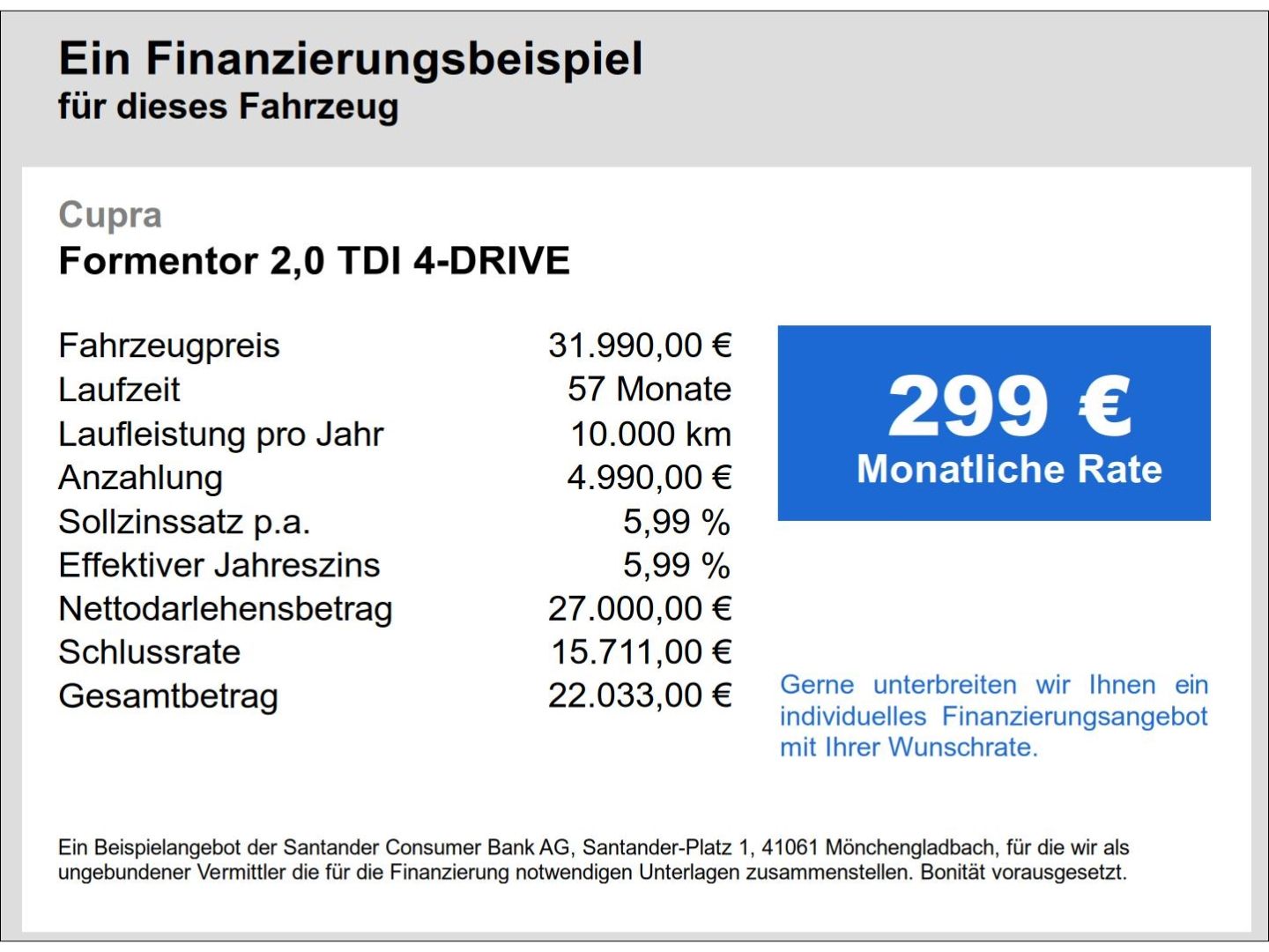 Fahrzeugabbildung CUPRA Formentor 2,0 TDI 4-DRIVE