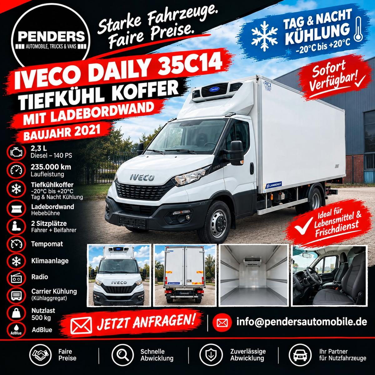 Iveco Daily 35C14 Tiefkühlkoffer mit LBW **Carrier***