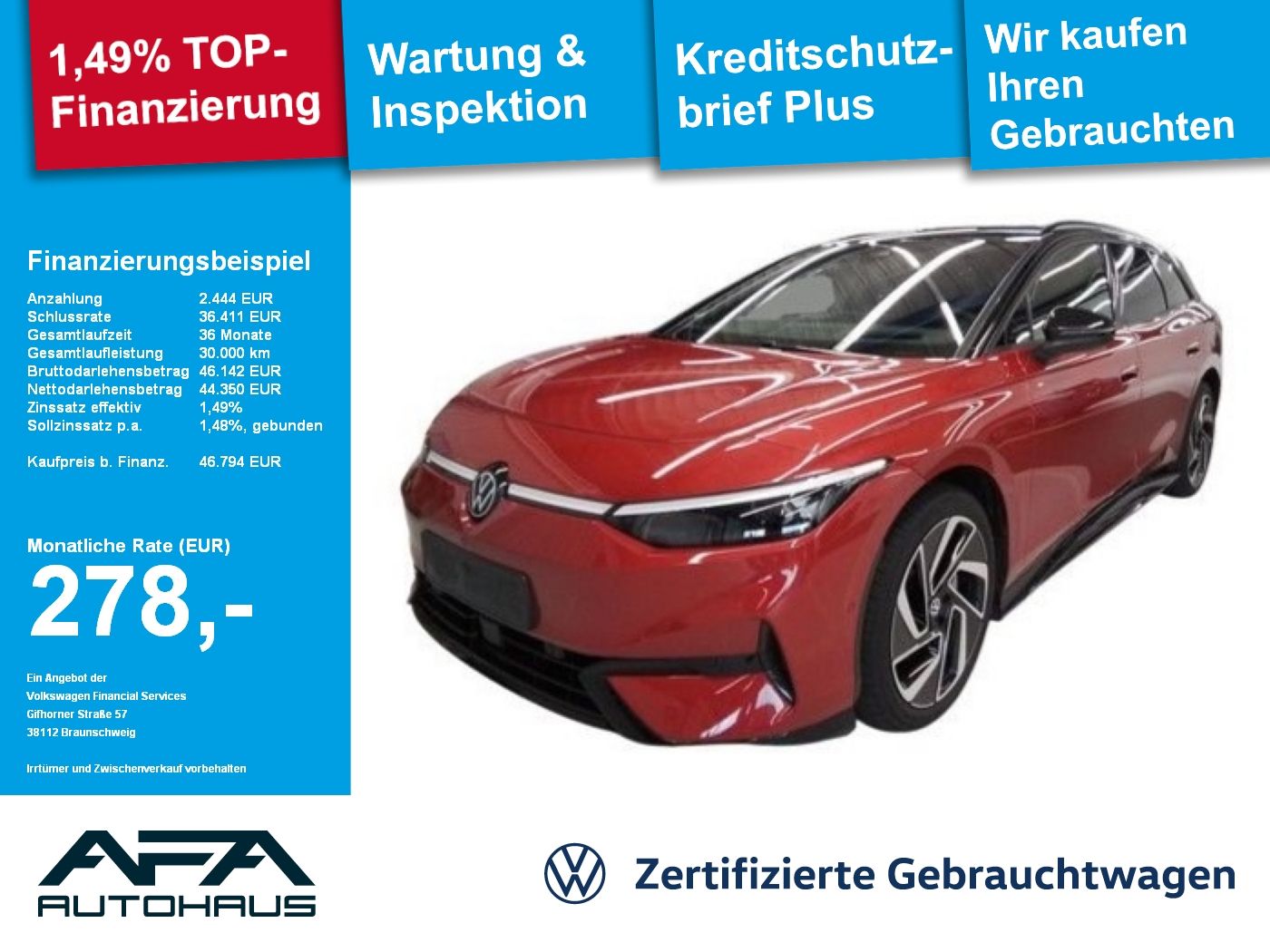 Volkswagen ID.7 Tourer Pro 82kWh AHK*Matrix*Navi*RFK*Black