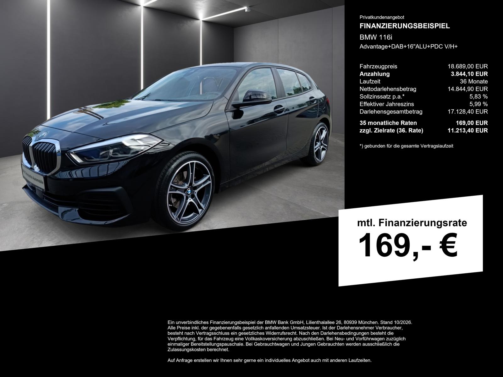 BMW 116 i Advantage+DAB+16"ALU+PDC V/H+
