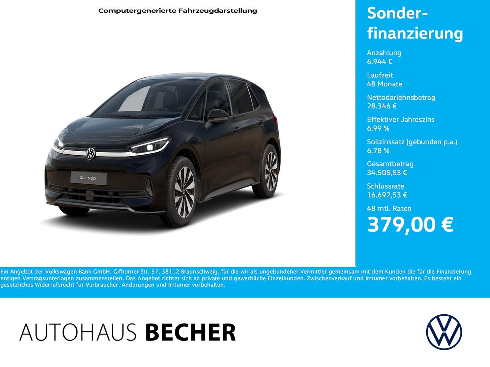 Volkswagen ID.3 Neo Life 125 kW / 50 kWh /Navi/LED/Rückfahr