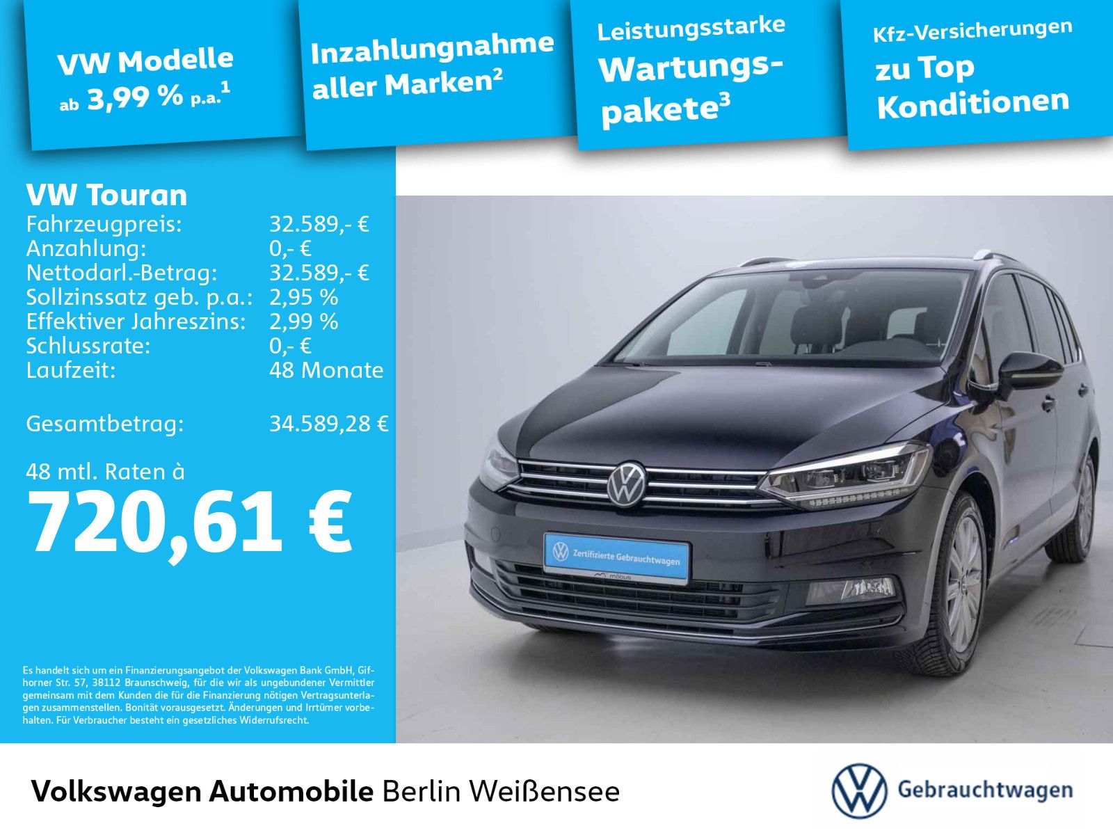 Volkswagen Touran 2.0 TDI Highline*AHK*NAV*RFK*LED*7-Sitz*