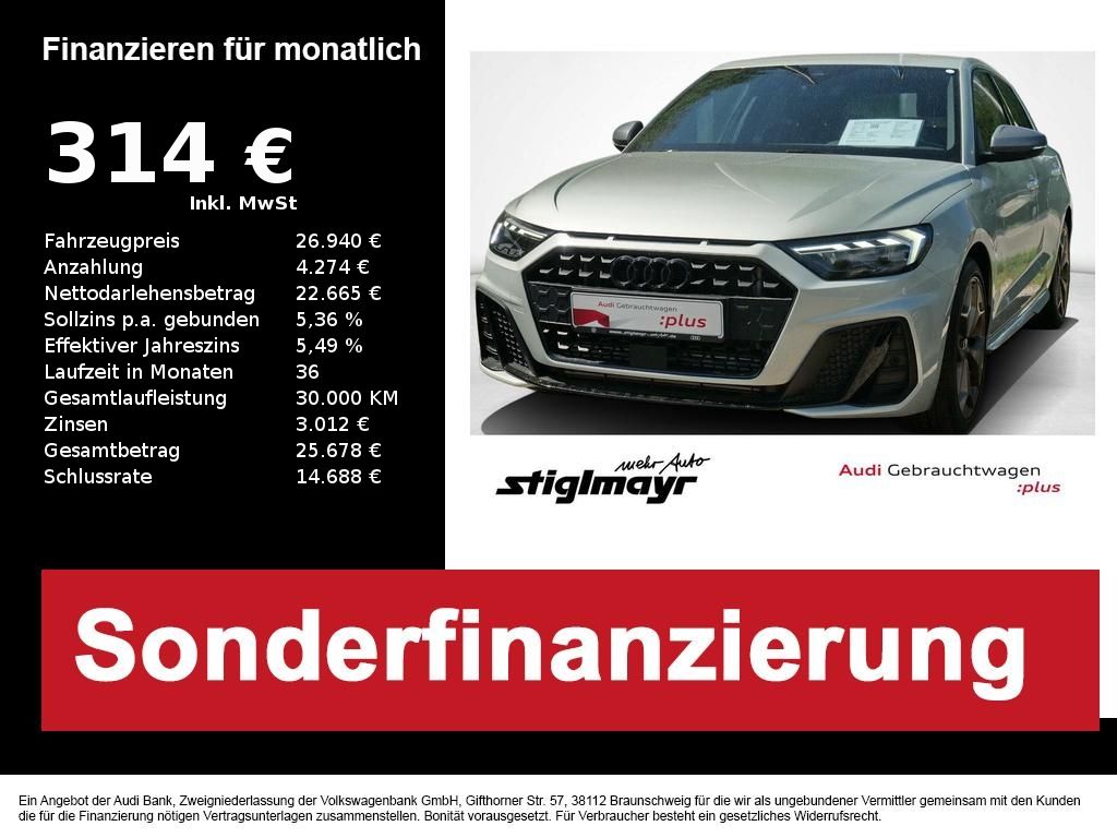 Abbildung Leasingangebot Audi A1 Sportback S line 40 TFSI S-tronic ACC+LED+NAV