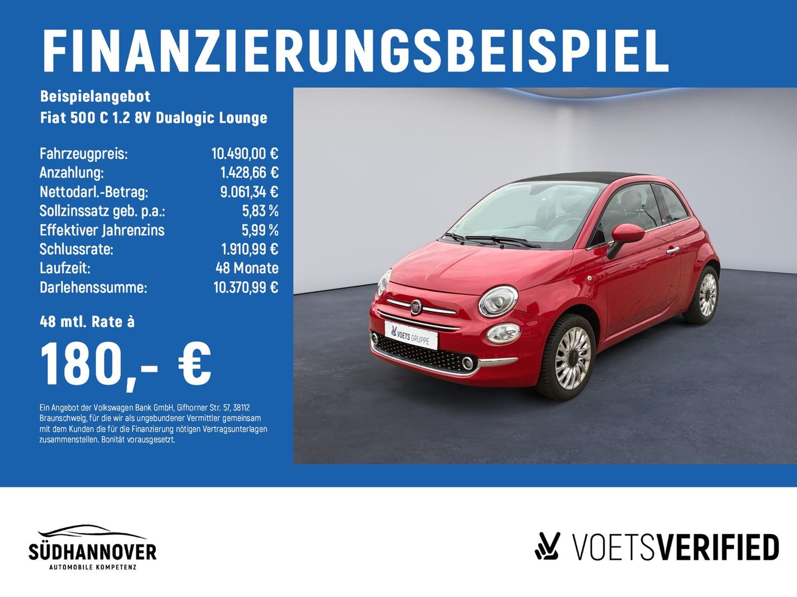 Fiat 500 C 1.2 8V Dualogic Lounge PDC+Klima+Freisprec