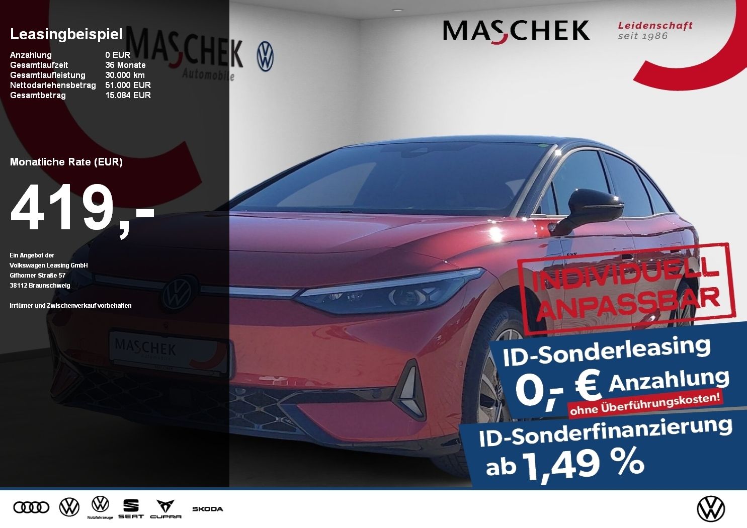 Volkswagen ID.7 GTX 86 kWh Sonderleasing AHK Harman DCC Mem