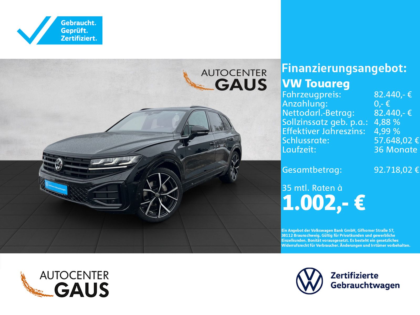 Touareg R-Line 3.0 V6 TDI 4M Leder*AHK*Luft*Blac