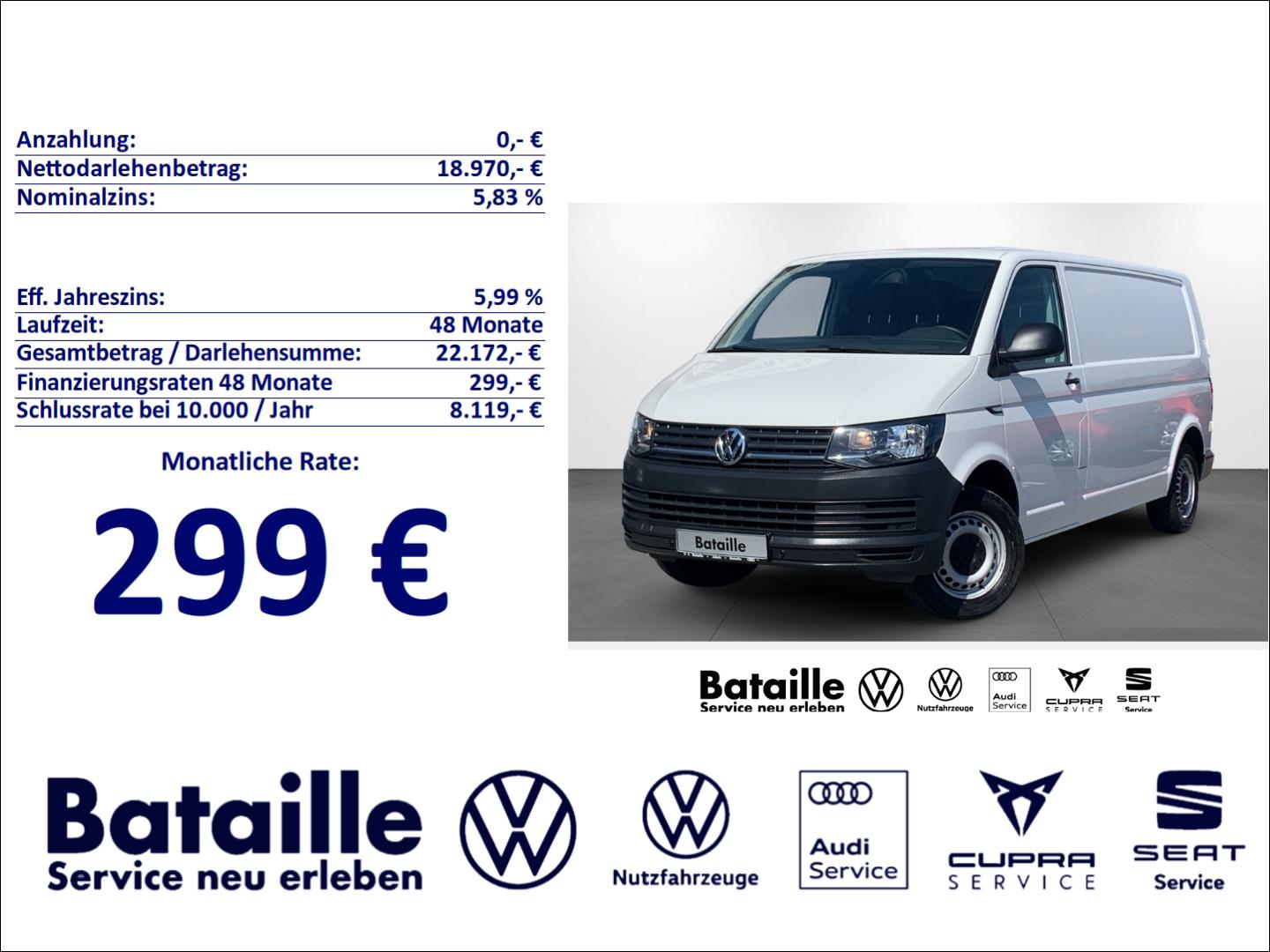 Volkswagen T6 Kasten 2.0 TDI lang AHK Berganfahrass. Klima