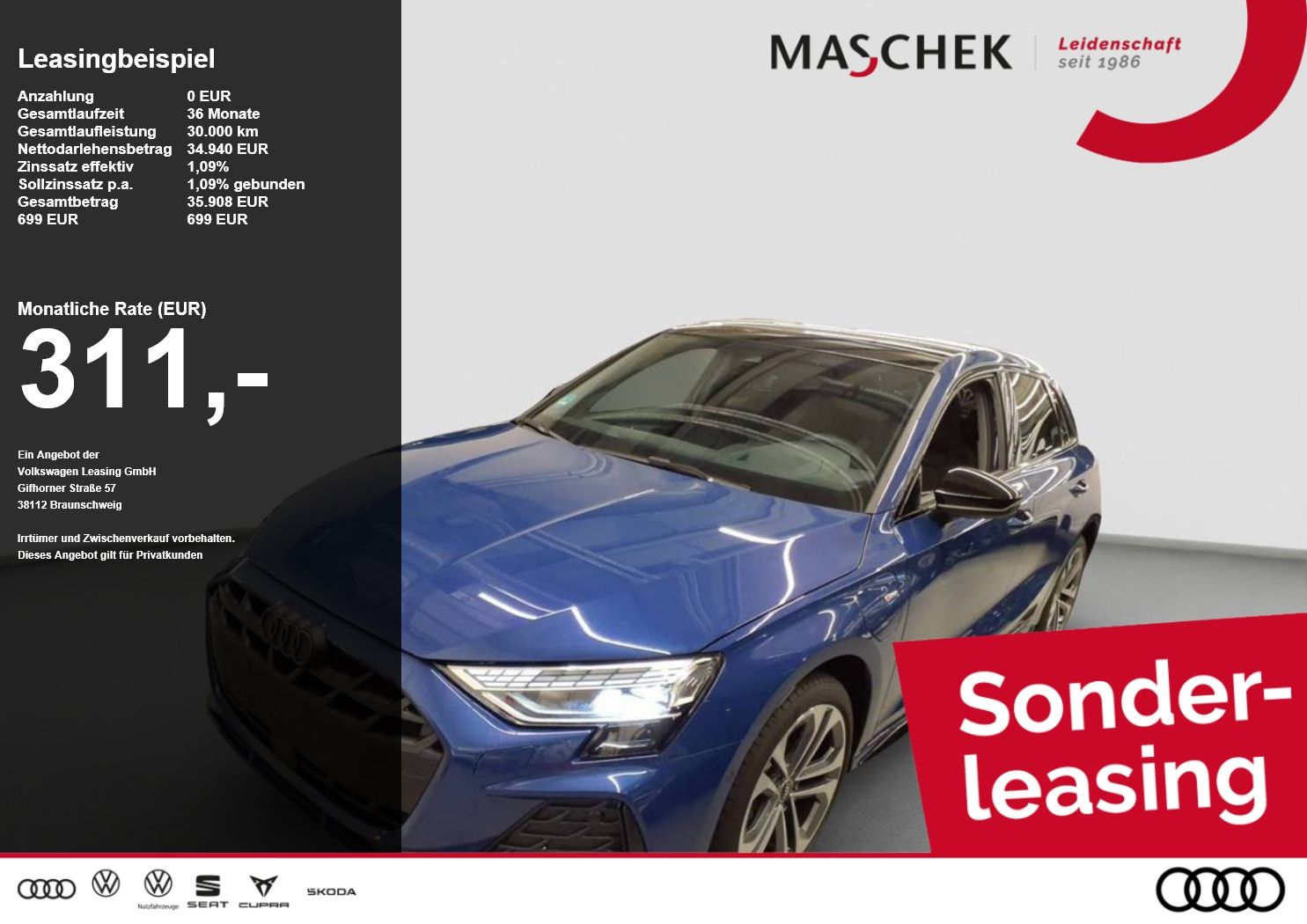 Audi A3 Sportback 40 TFSI e S line Pano Black Matrix