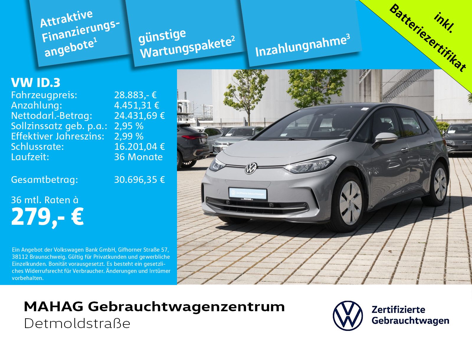 Volkswagen ID.3 Pro 150 kW LED Navi ParkPilot App CCS foto 2