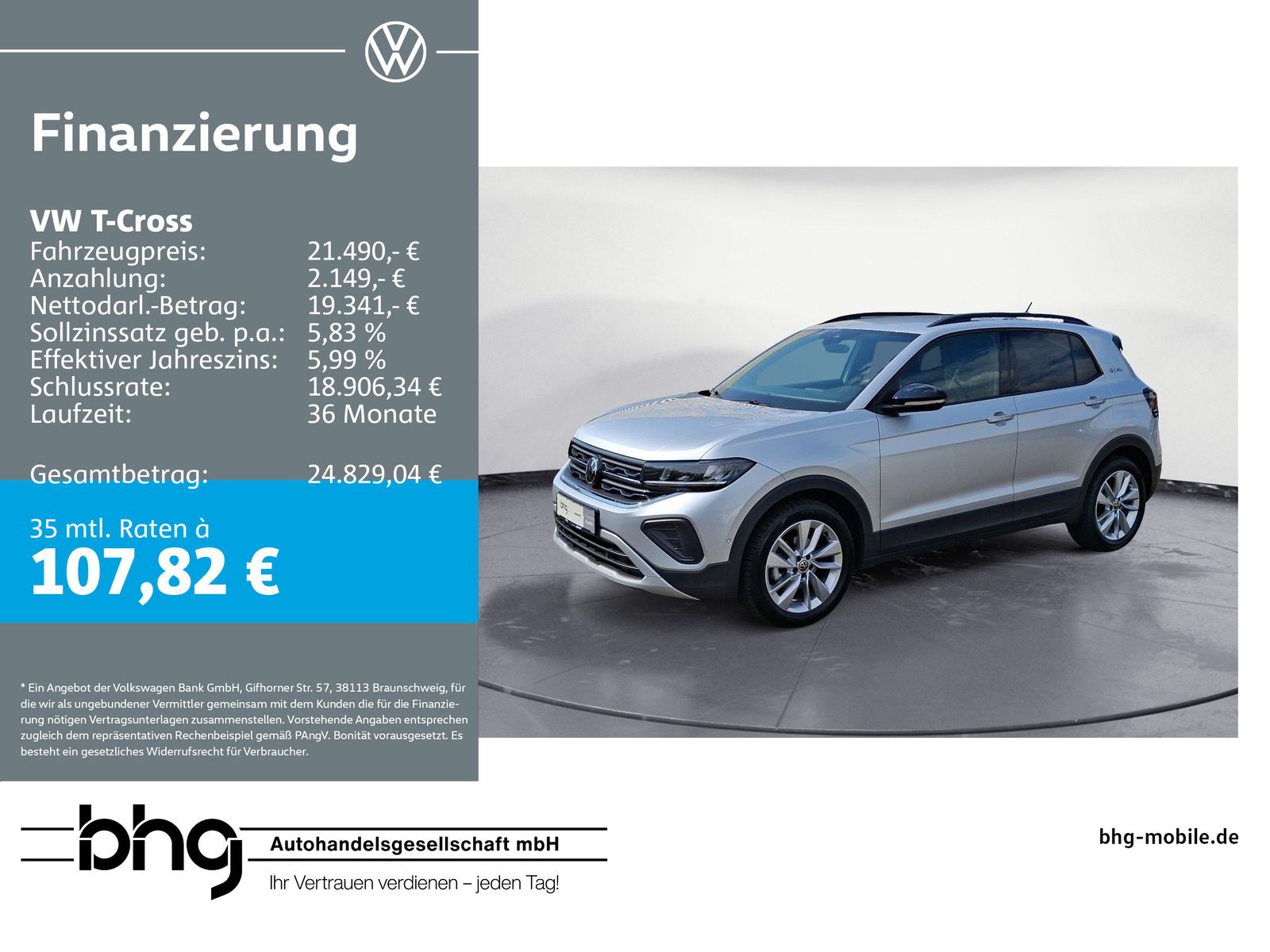 Volkswagen T-Cross 1.0 TSI DSG GOAL AHK ACCTravelAssist LED