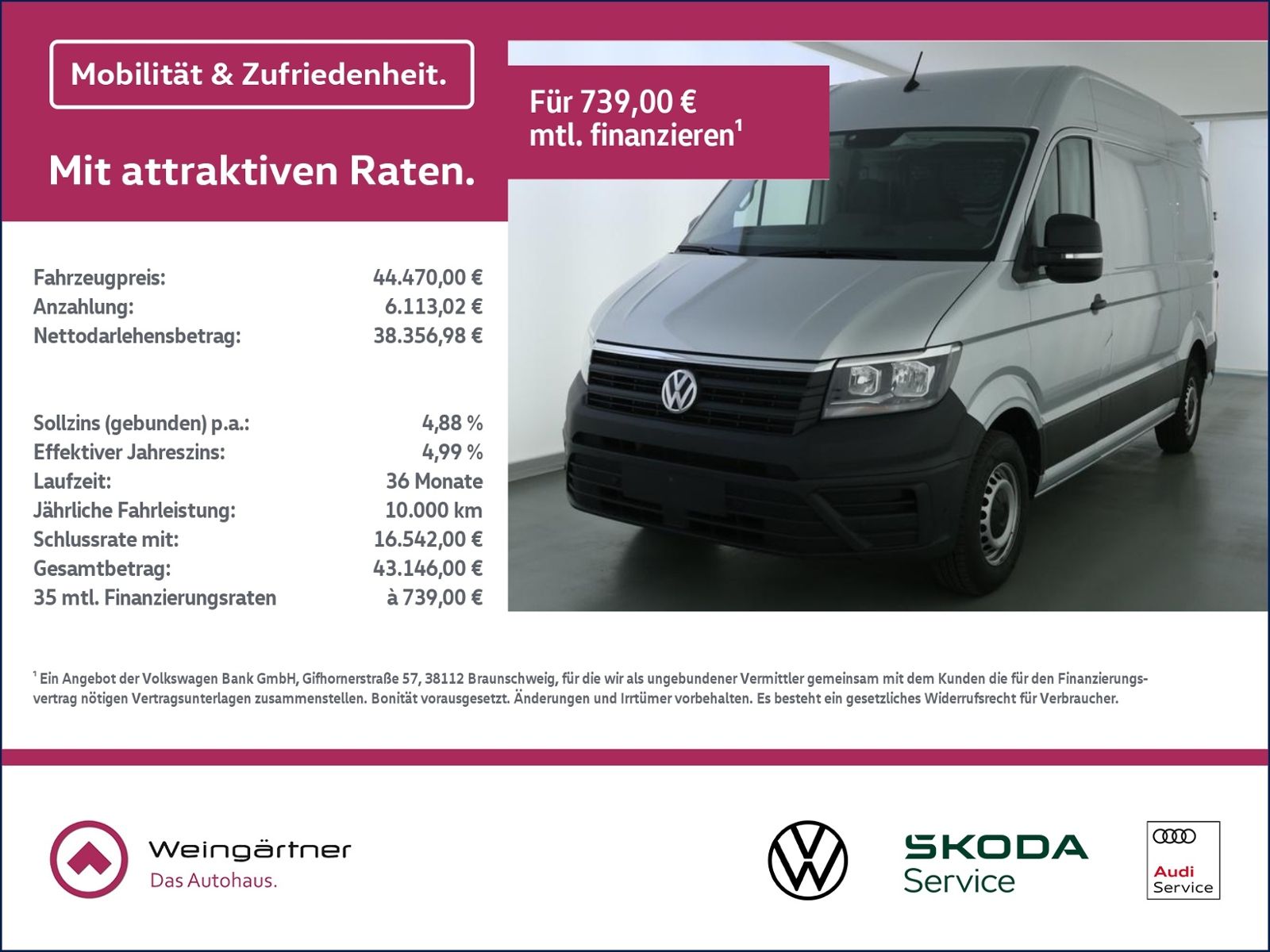 Crafter 35 2.0 TDI Kasten , AHK, RearView, mitte