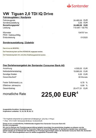 Fahrzeugabbildung Volkswagen Tiguan IQ.DRIVE 2,0 TDI >AUT/NAV/KAM/SHZ/PDC<