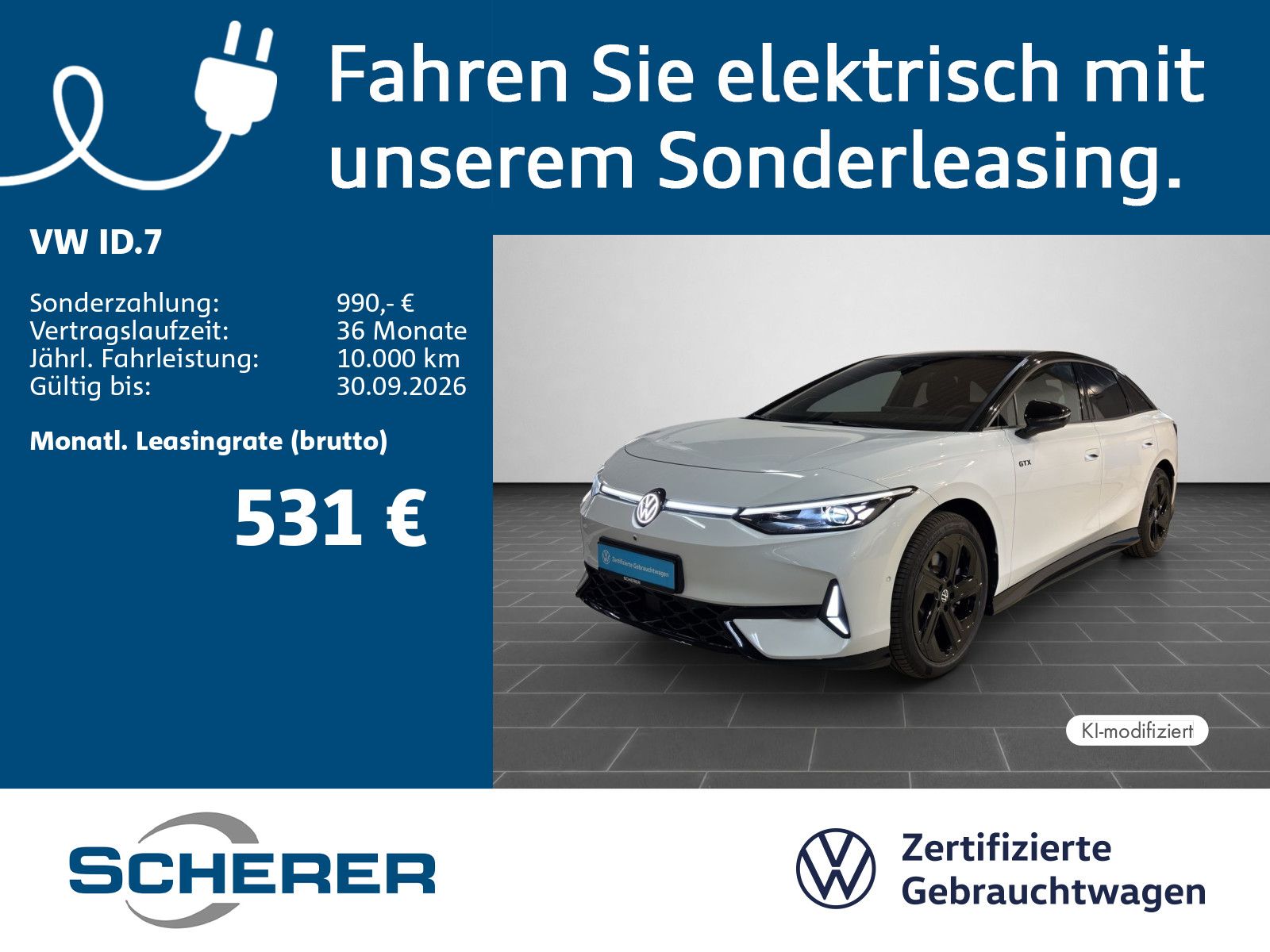Volkswagen ID.7 GTX PANO AHK H&K MATRIX WäPu DCC 360° ergoA