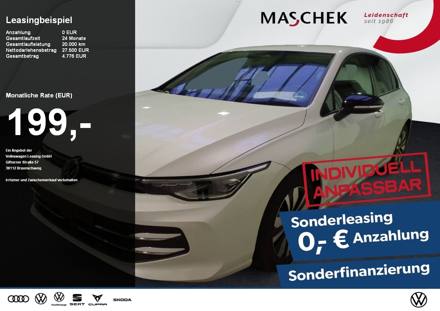 Volkswagen Golf Goal 1.5 eTSI Sonderleasing ohne zzgl Koste