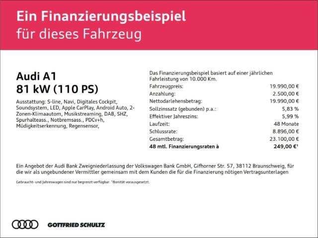 Audi A1 Sportback S line 30 TFSI 81(110) kW(PS) 6-Gan