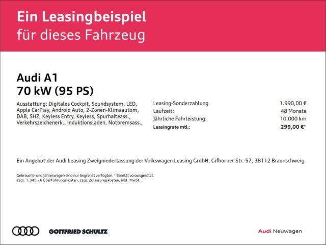 Audi A1 Sportback advanced TFSI LED+Optikpaket schwar imagem 2