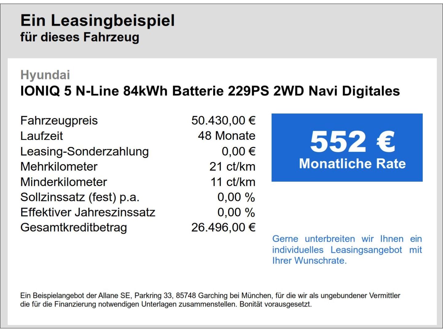 Fahrzeugabbildung Hyundai IONIQ 5 N-Line 84kWh Batterie 229PS 2WD Navi Dig