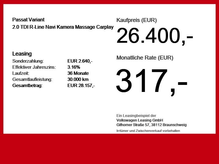 Volkswagen Passat 2.0 TDI R-Line Navi Kamera Massag, миниатюра 6