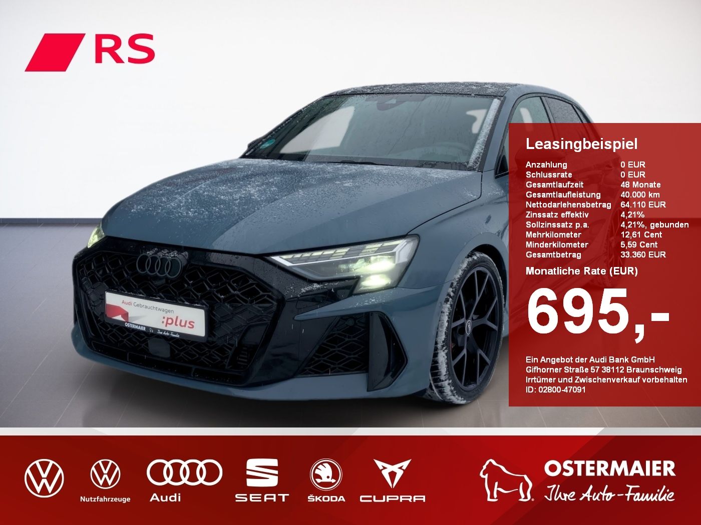 Audi RS3 Sportback 400PS QUATTRO VMAX280.RS-ABGAS.PAN