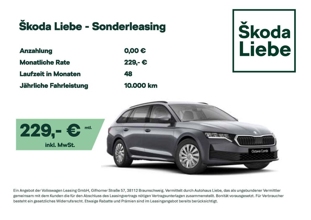 Skoda OCTAVIA COMBI 1.5 TSI 229€ MTL RATE