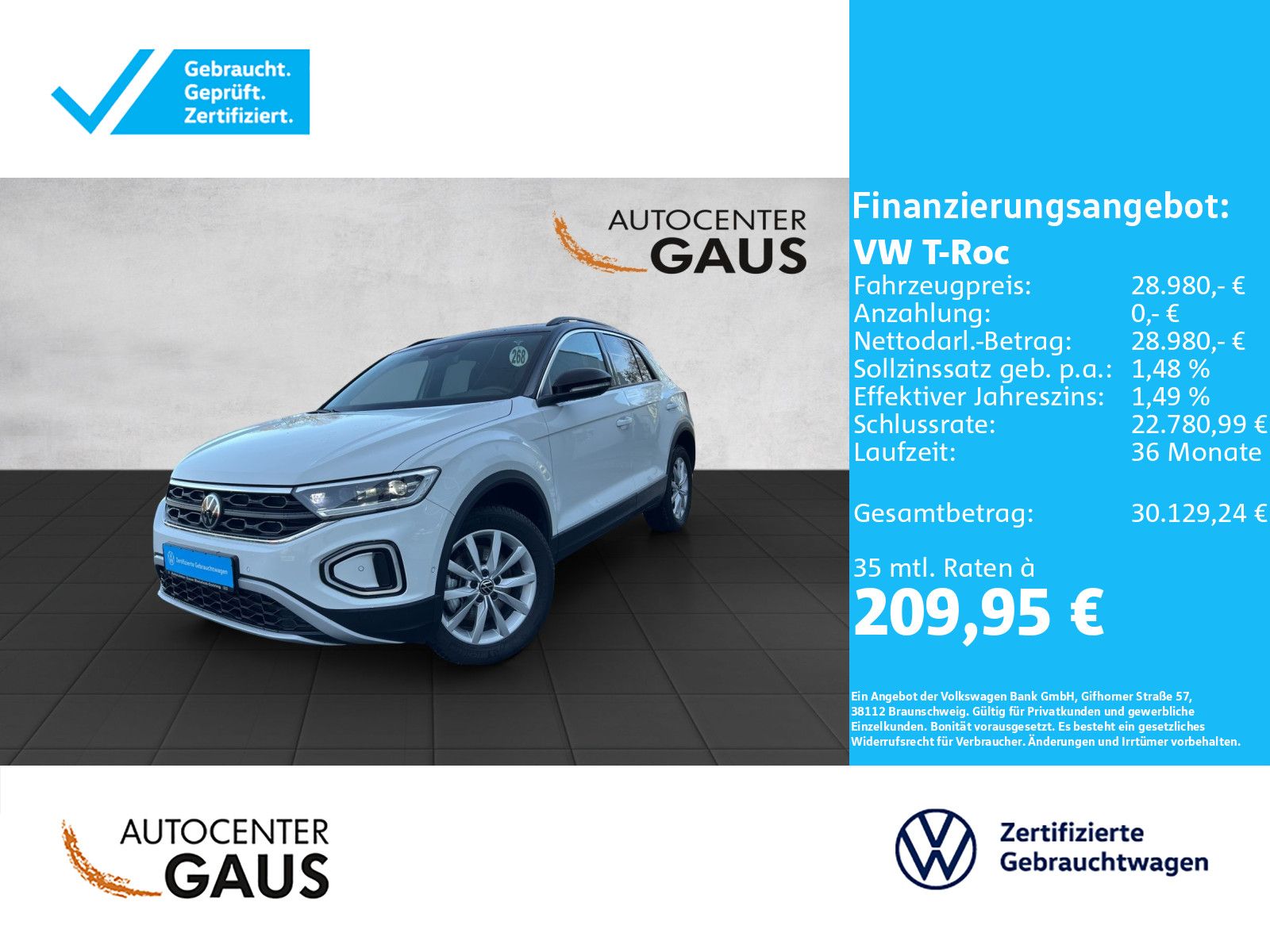 T-Roc Goal 2.0 TDI DSG AHK*Navi*LED
