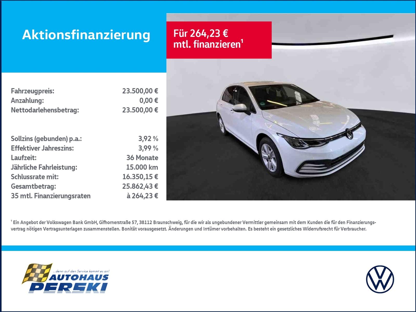 Volkswagen Golf VIII 2.0 TDI Life DSG KLIMA, NAVI, LED, RÜC