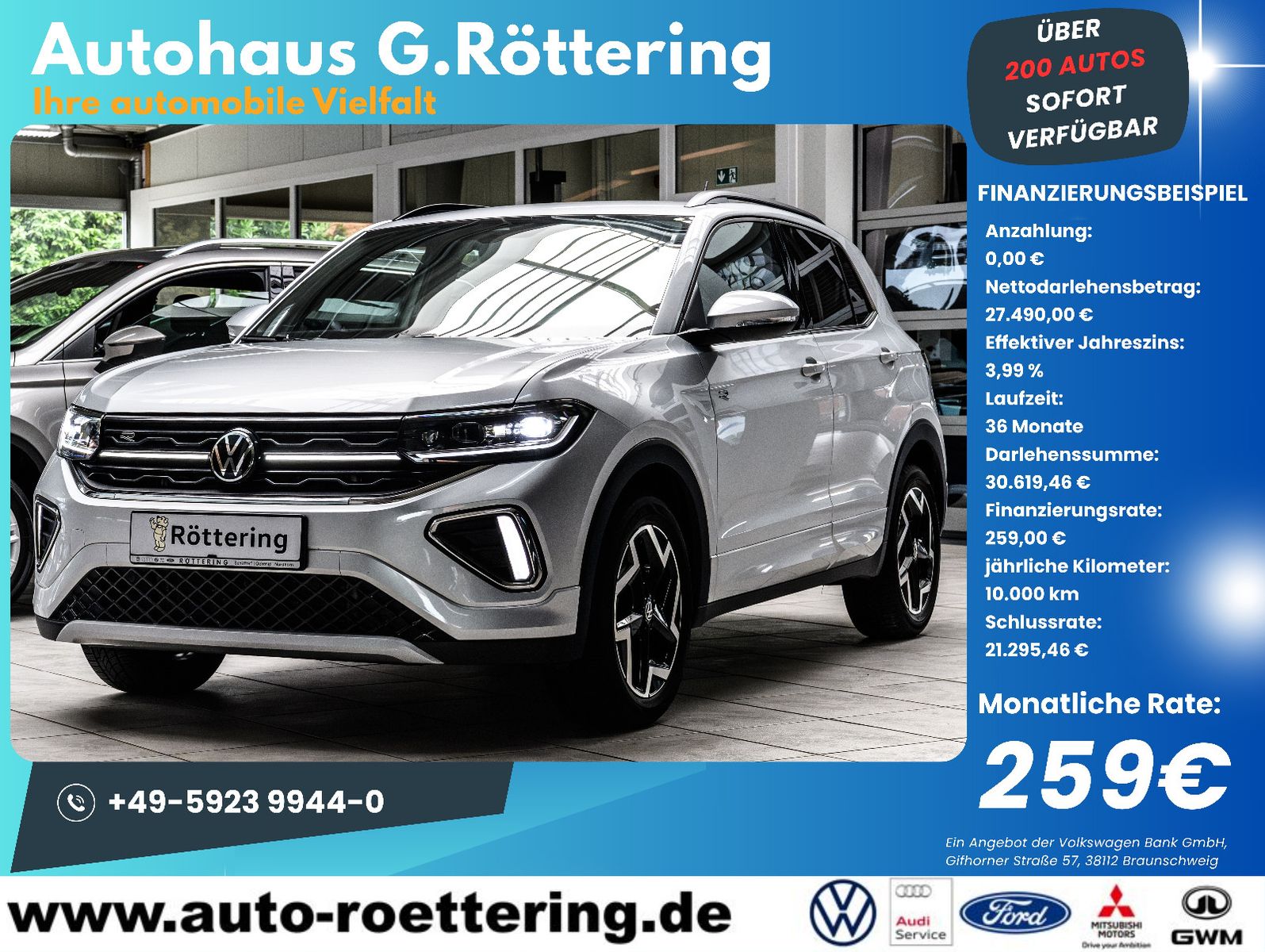 Fahrzeugabbildung Volkswagen T-Cross 1.5 TSI R-Line+LED+IQ+TOTWINKEL+ACC+AHK