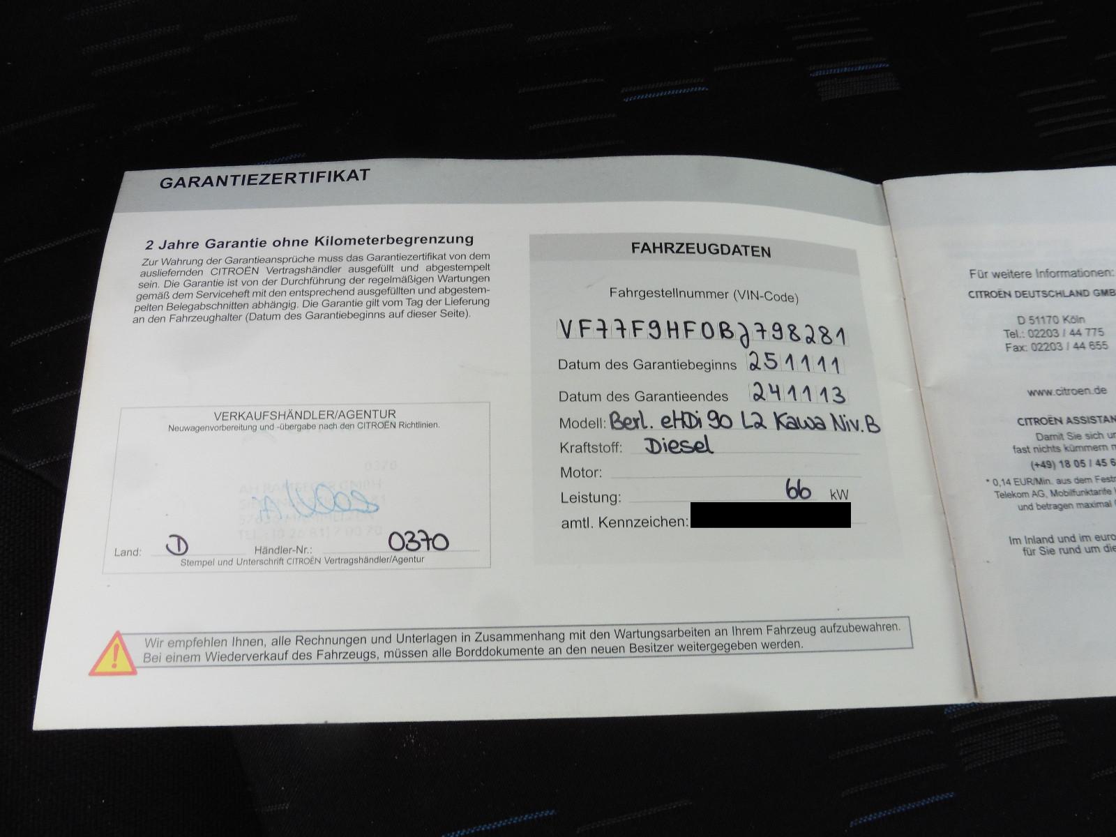 Citroën Berlingo 1.6 eHDI Kasten Niveau B L2