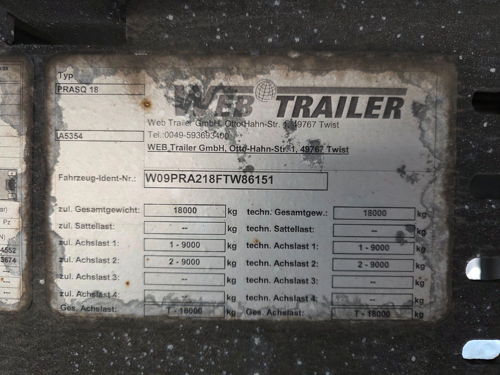 Fahrzeugabbildung Andere Ewers PRASQ18 Schwenkwand SAF LBW Bär 2.500kg