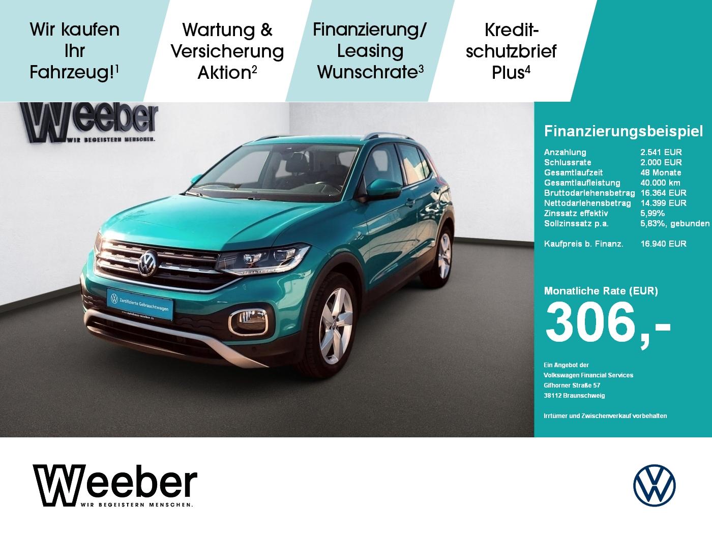 Volkswagen T-Cross Style *APP CONNECT*ACC*LED*PDC*SHZ*17 LM