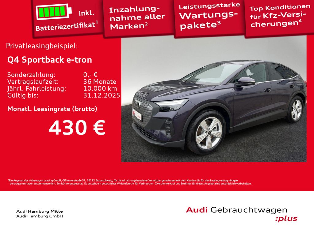 Q4 Sportback 45 e-tron 210 kW AHK Waermepumpe
