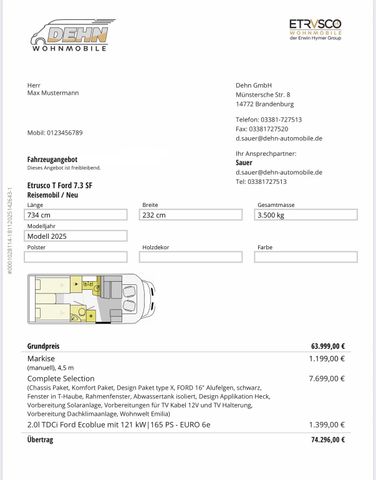 Etrusco T7.3 SF 11.498,00 € Sondernachlass!